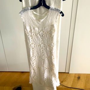 White crocheted knee length dress